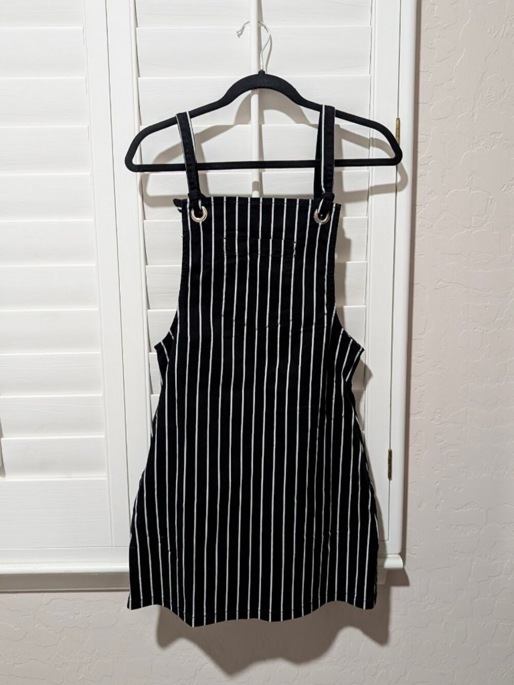 Black Striped Overall Dress | Cute Casual Outfit